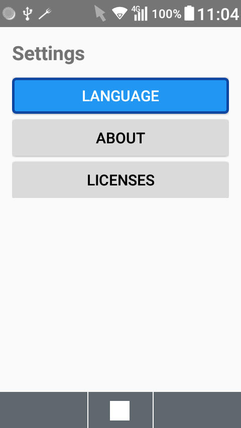 Settings screen